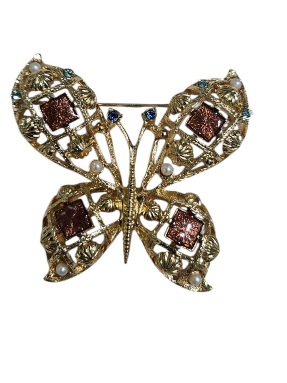 Vintage Avon Gold Tone Butterfly Brooch Pin Costume Jewelry 70's 80's